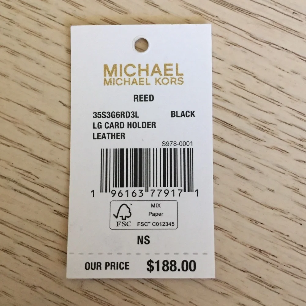 Michael Kors Reed Black Leather Card Holder
